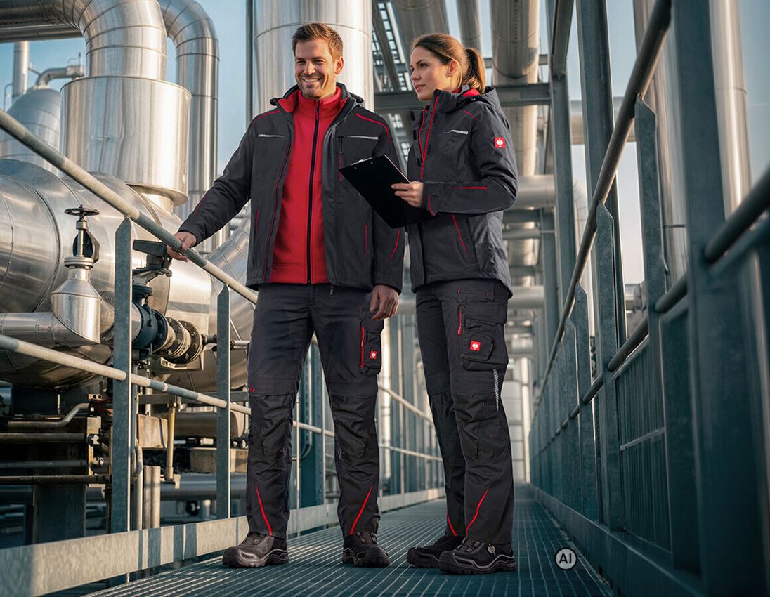 AI-genereret / modificeret - Arbejdsjakker: 3 i 1 funktionsjakke e.s.motion 2020, damer + grafit/ildrød 2