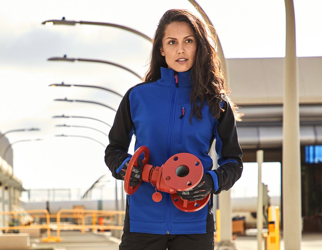 Work Jackets: Ladies' softshell jacket dryplexx® softlight + royalblue/black