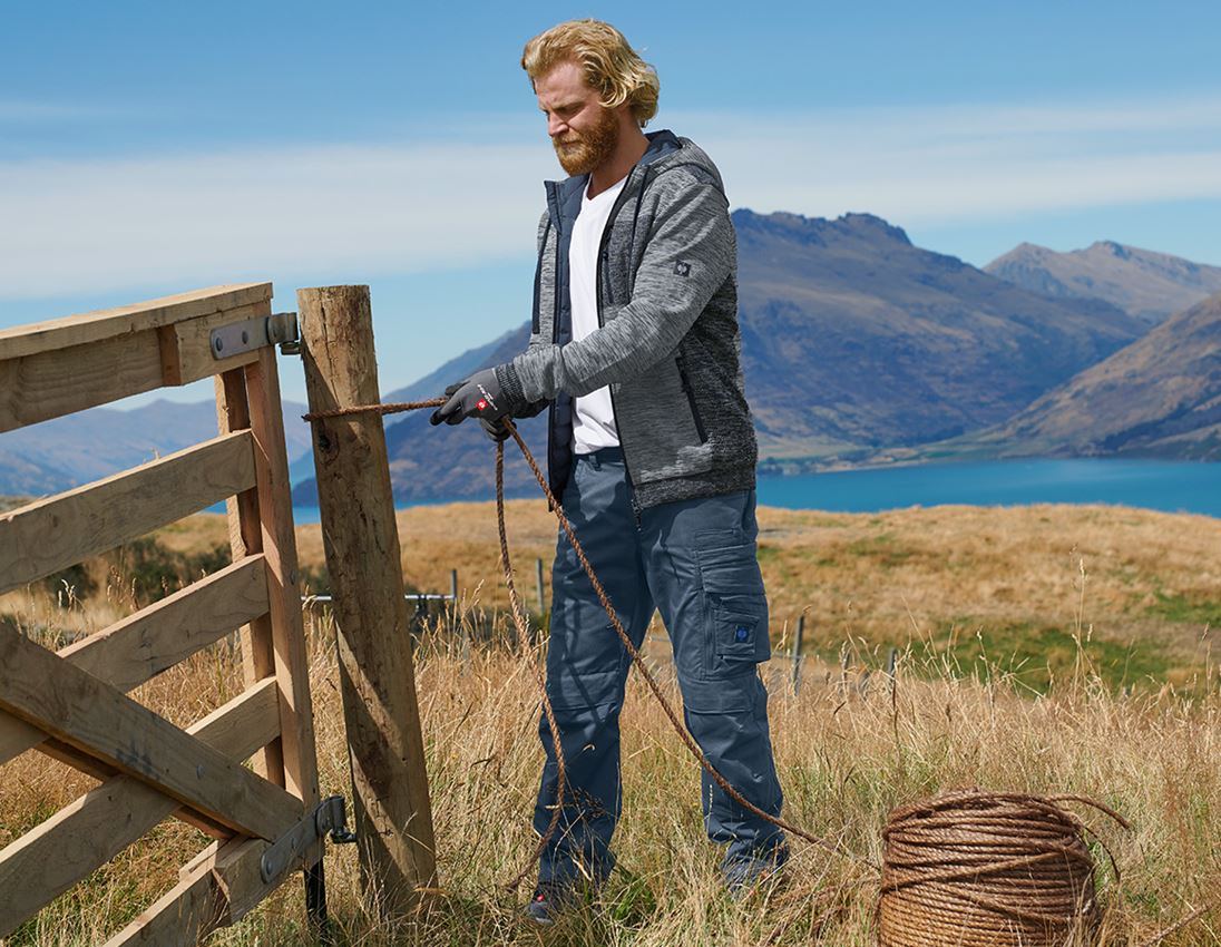 Work Jackets: Windbreaker hooded knitted jacket e.s.motion ten + slateblue melange 1