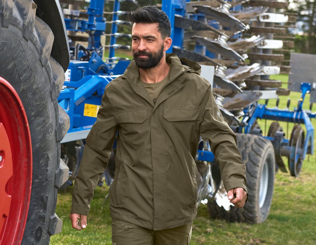 Work- & Safetywear: Rain jacket e.s.concrete + mudgreen