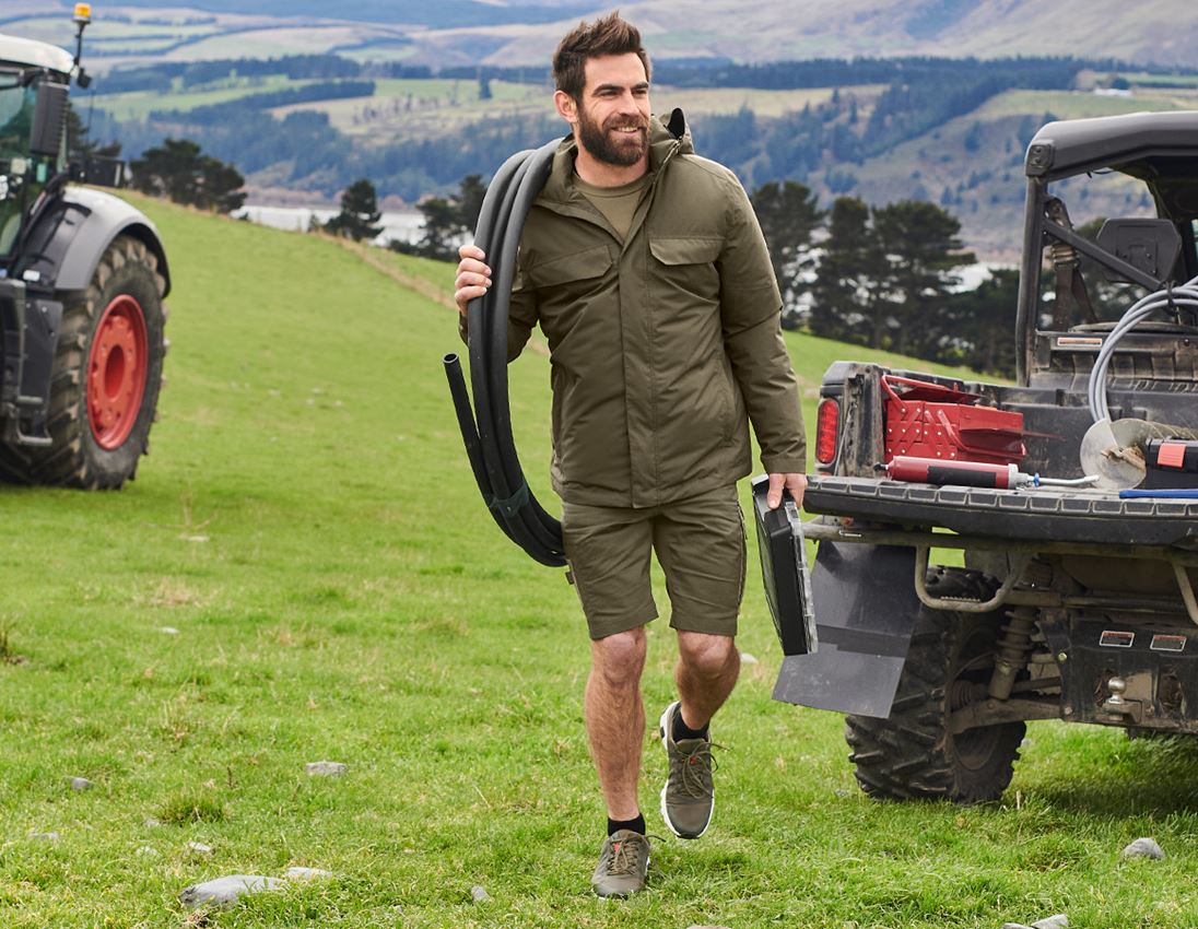 Work- & Safetywear: Rain jacket e.s.concrete + mudgreen 1