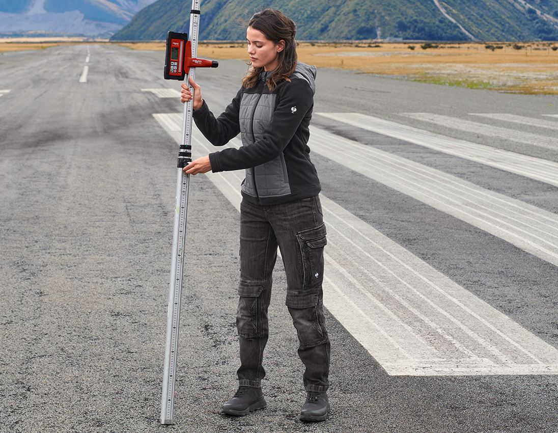 Arbejdsjakker: Hybrid hættefleecejakke e.s.concrete, damer + sort/basaltgrå 1