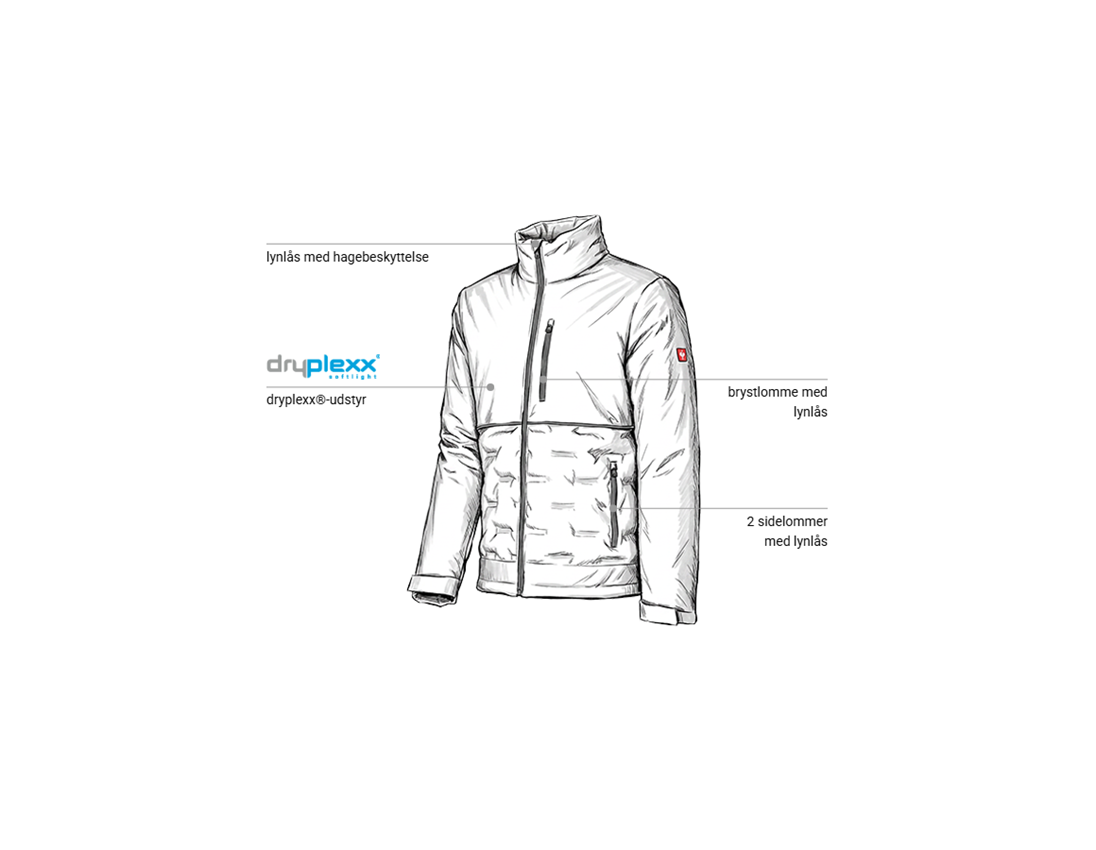 Arbejdsjakker: Vinterjakke Padded e.s.line.core + hvid/platin 1