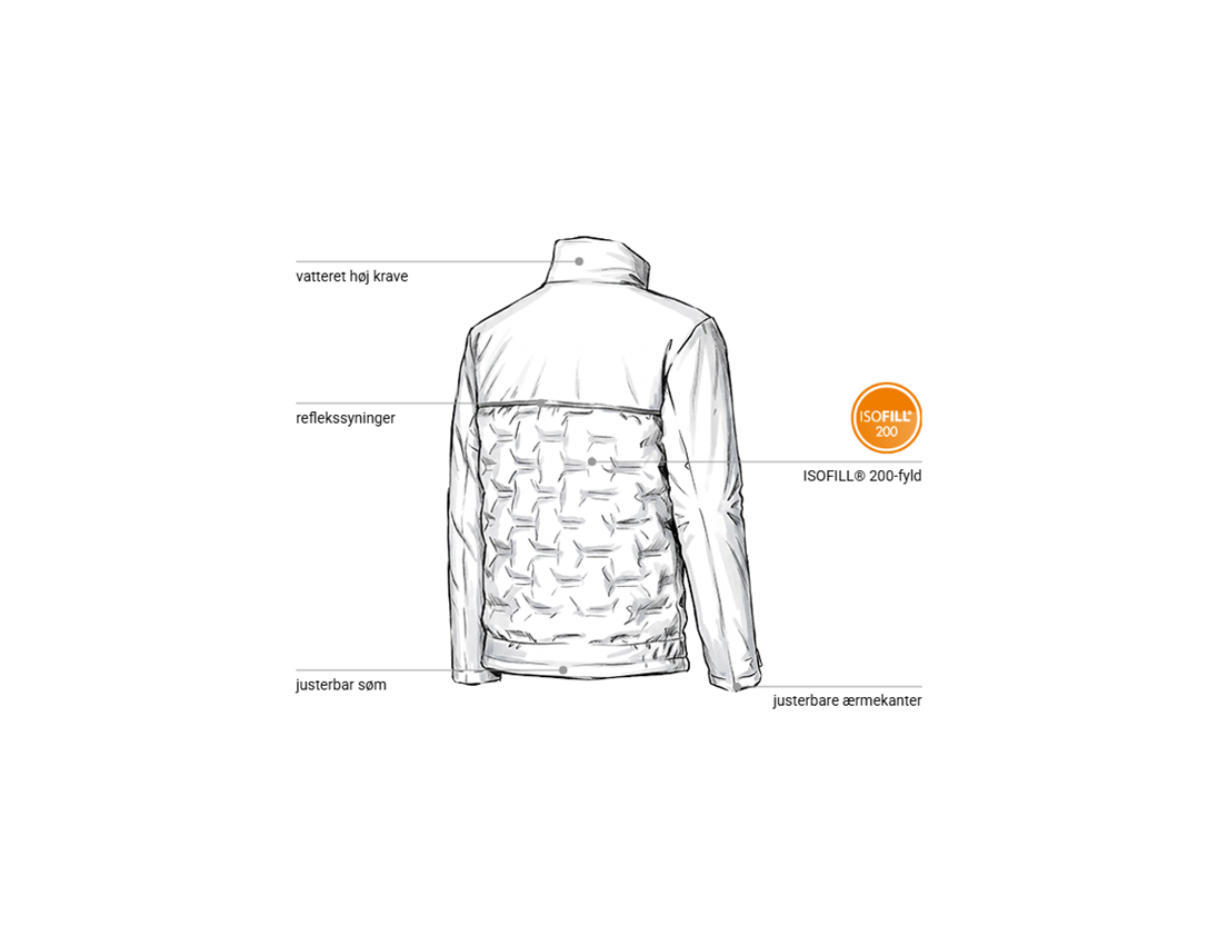 Arbejdsjakker: Vinterjakke Padded e.s.line.core + hvid/platin 2