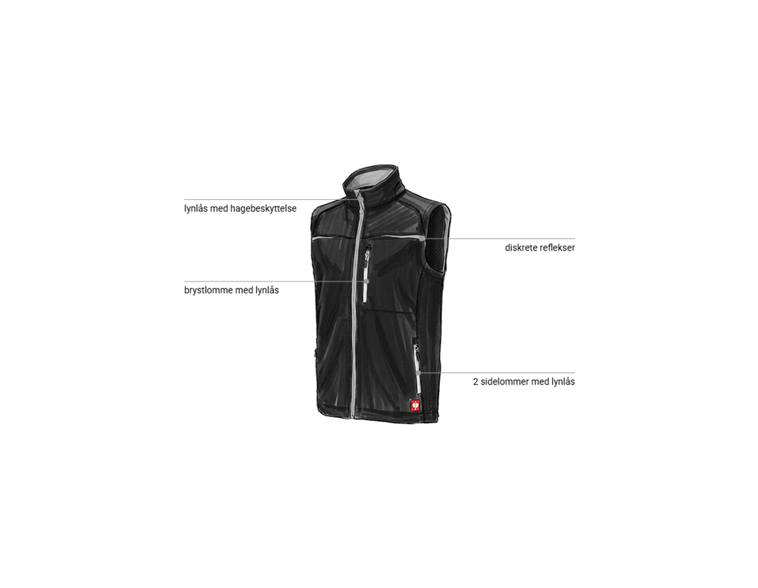 Skovbrugere | Landmænd: Softshellvest e.s.motion 2020 + sort/platin 1