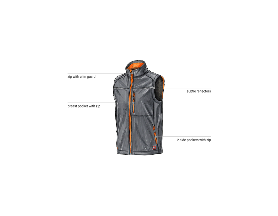 Automotive mechatronics technicians: Softshell bodywarmer e.s.motion 2020 + anthracite/high-vis orange 1