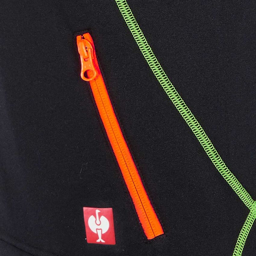 Arbejdsveste: Funktionsvest termo stretch e.s.motion 2020 + sort/advarselsgul/advarselsorange 2