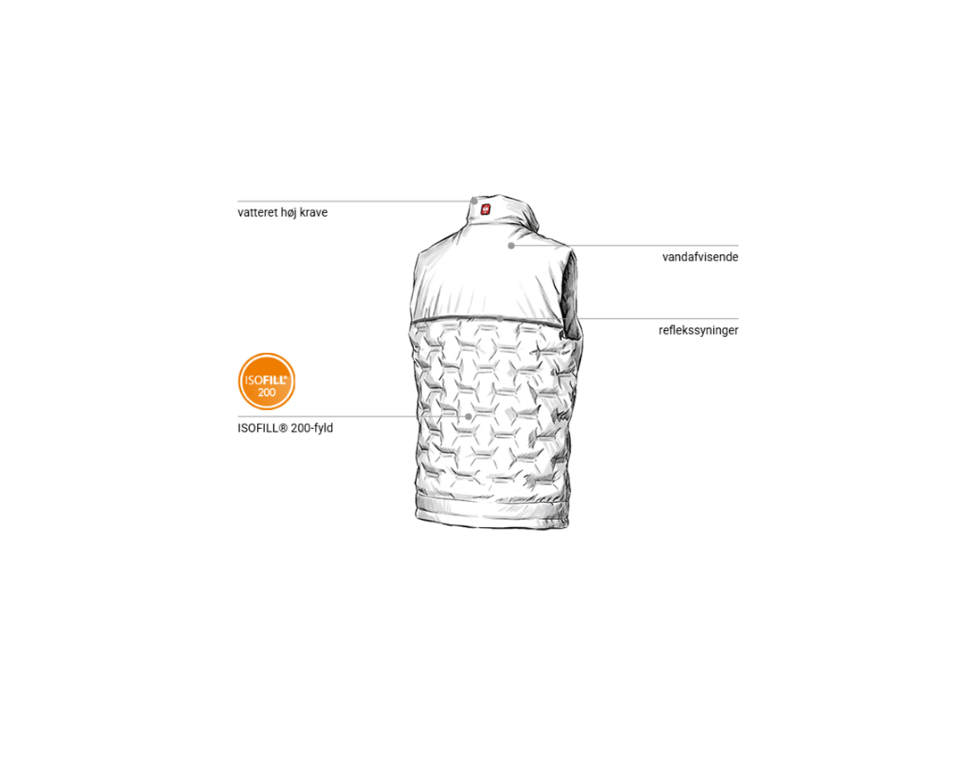 Arbejdsveste: Vintervest Padded e.s.line.core + hvid/platin 2