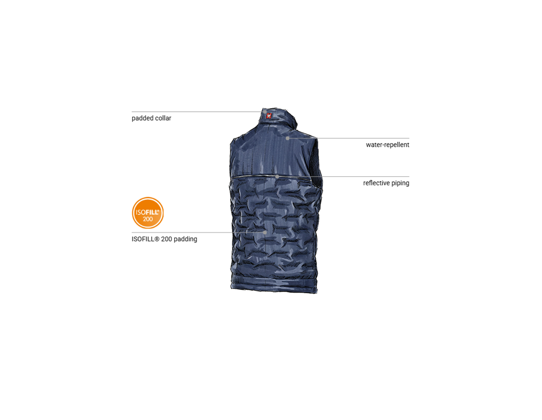 Work Body Warmer: Winter bodywarmer padded e.s.line.core + navy/platinum 2