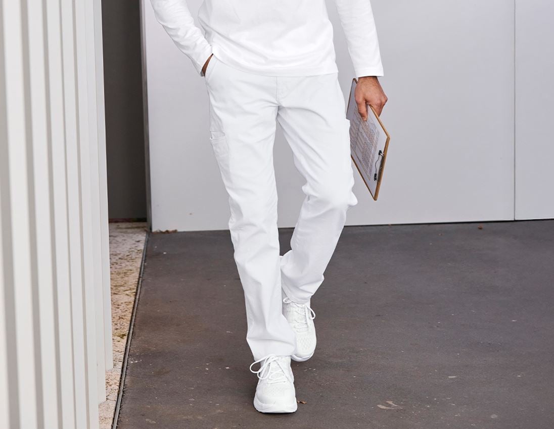 Work Trousers: e.s. Trousers Chino, men's + white