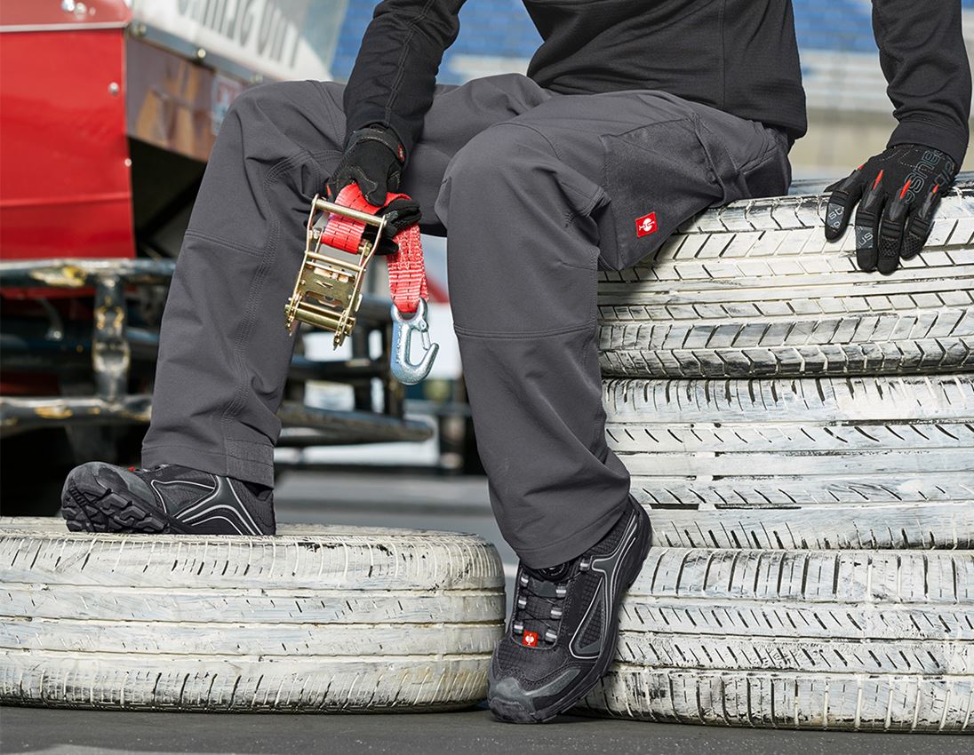 Trousers: Funct.cargo trousers e.s.dynashield solid,child. + anthracite