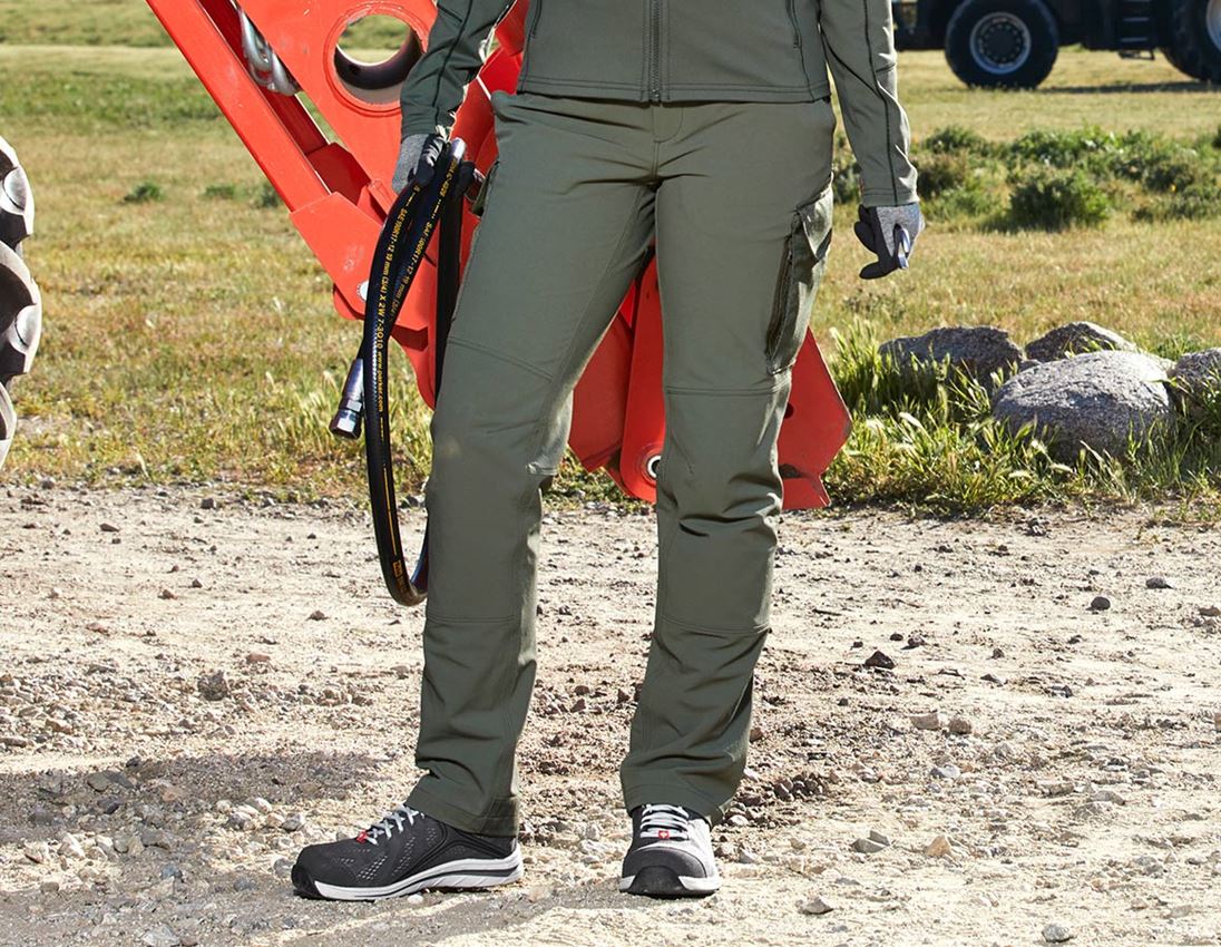 Arbejdsbukser: Funktionscargobukser e.s.dynashield solid, damer + timian