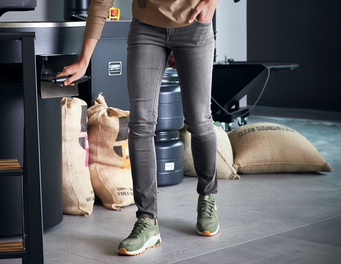 Work Trousers: e.s. 5-pocket stretch jeans, ladies' + graphitewashed