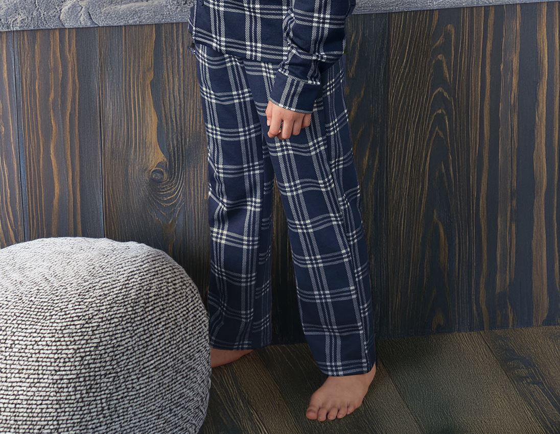 Accessories: e.s. Checkered Pyjama Bottoms, children's + deepblue/white