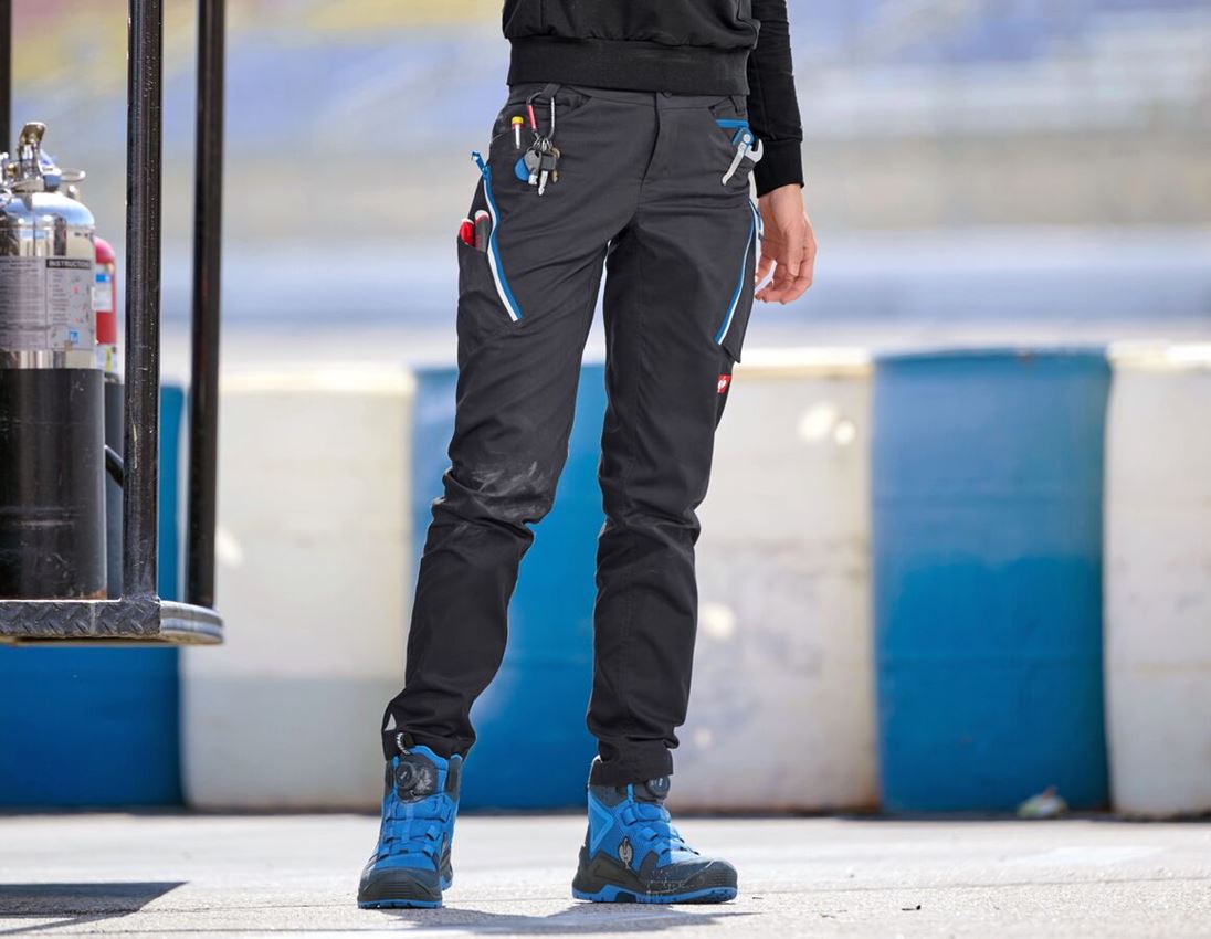Work Trousers: Multipocket trousers e.s.ambition, ladies' + graphite/gentianblue