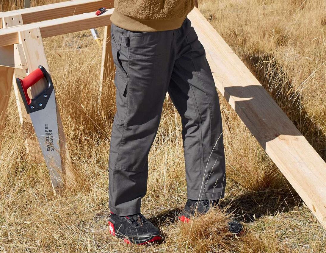 Trousers: Double Front trousers e.s.e:pic ripstop,children's + carbongrey 3