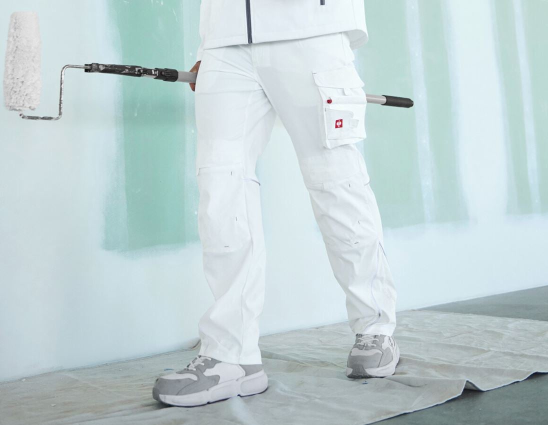 Work Trousers: Stretch trousers e.s.line.core + white/platinum