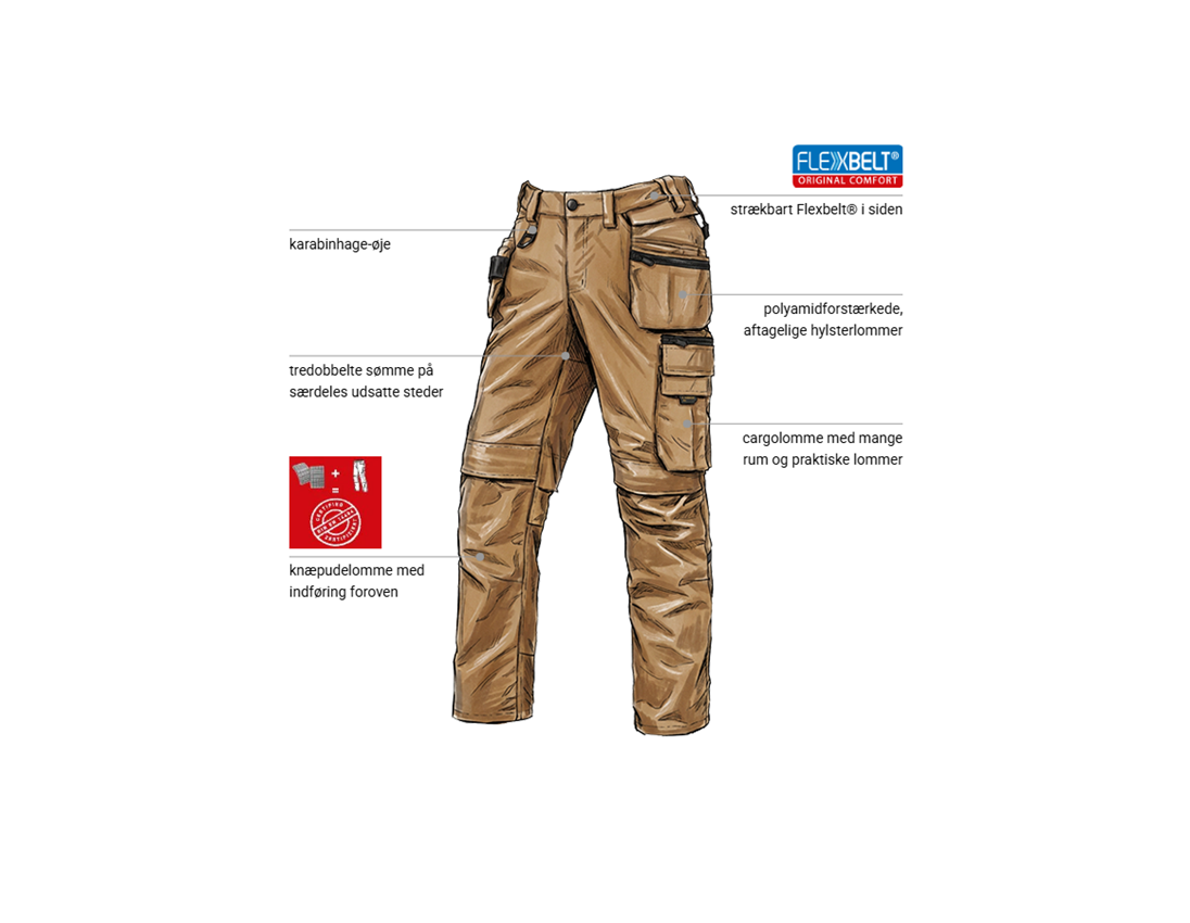 Arbejdsbukser: Holster-bukser e.s.line.nordic canvas + mandelbrun 1