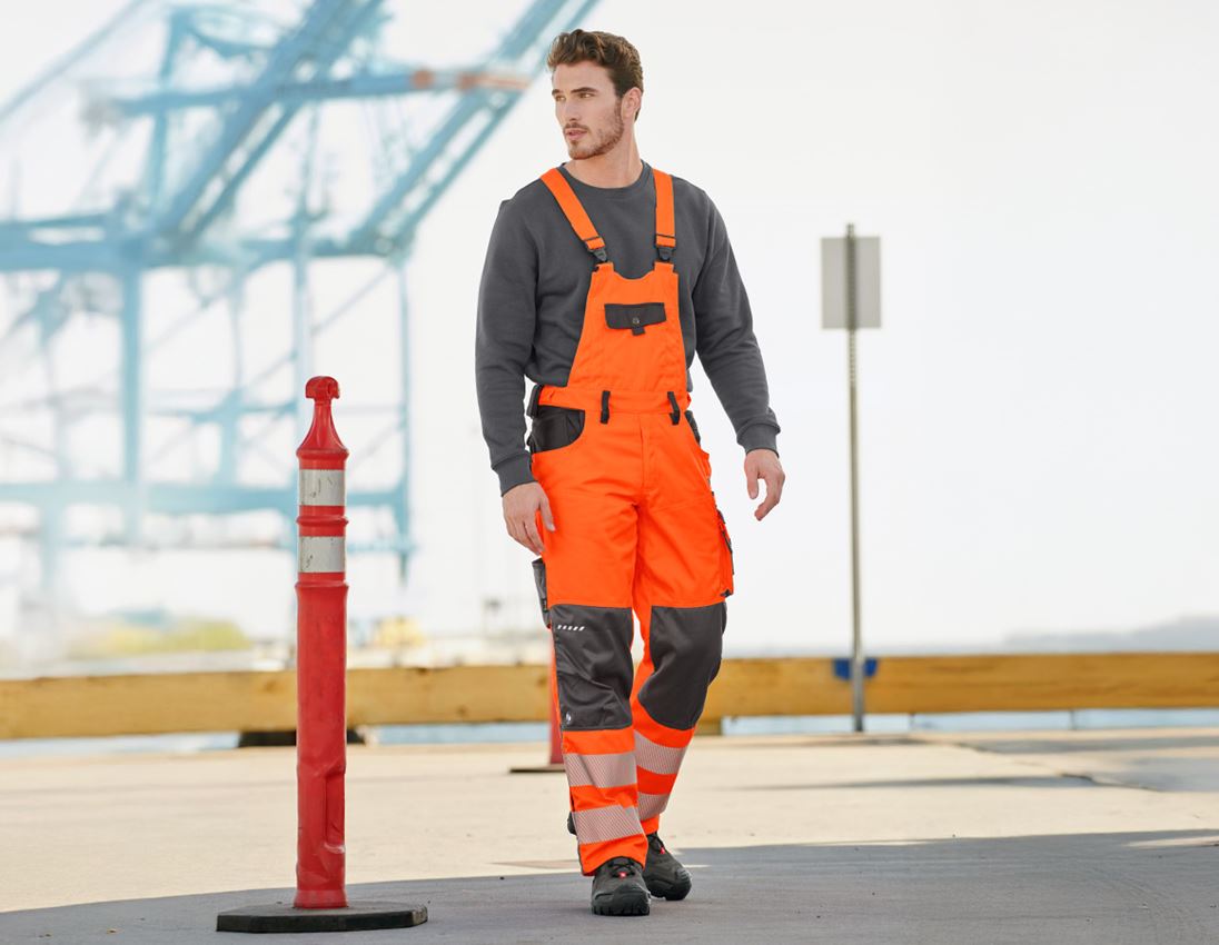 Topics: High-vis bib & brace e.s.motion + high-vis orange/anthracite