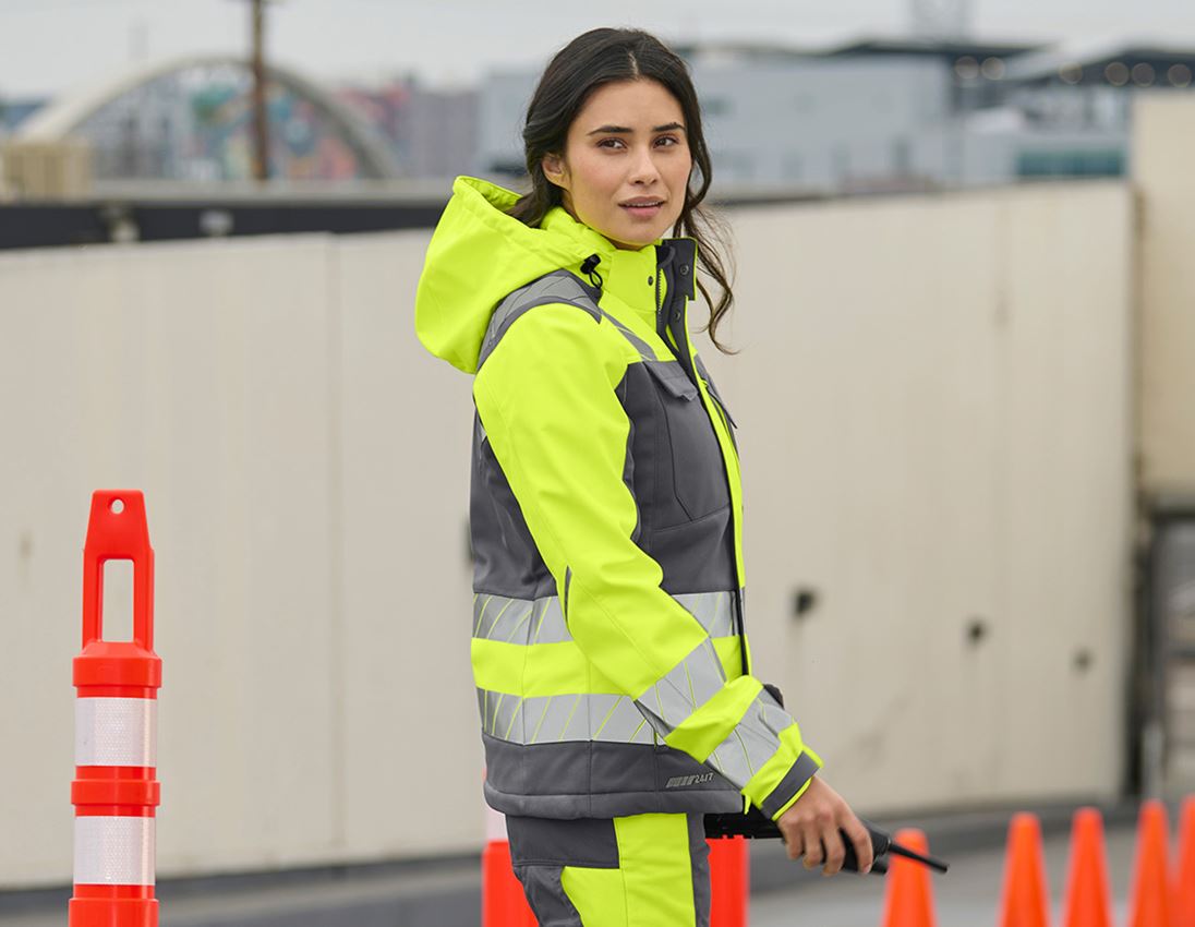 Work Jackets: High-vis winter soft. jacket e.s.motion 24/7,lad. + anthracite/high-vis yellow 1