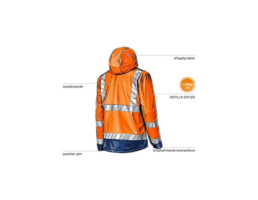Arbejdsjakker: Refleks vinter softshelljakke e.s.line.core + advarselsorange/mørkeblå 2