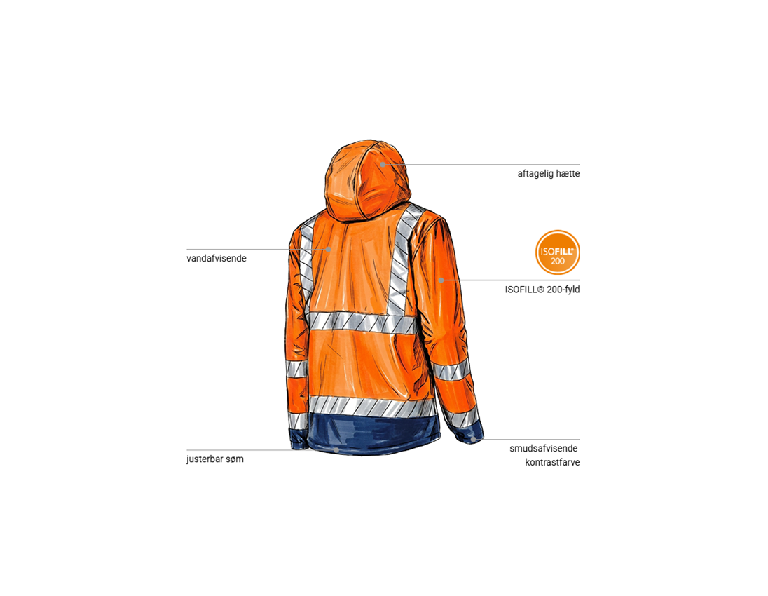 Arbejdsjakker: Refleks vinter softshelljakke e.s.line.core + advarselsorange/mørkeblå 2