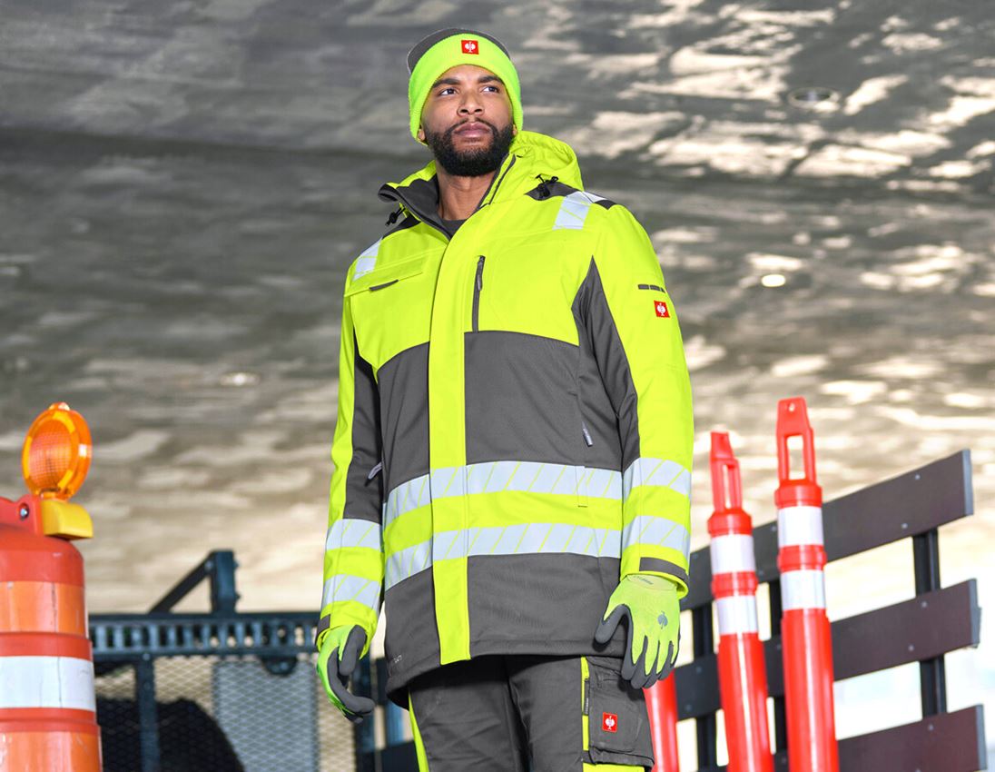 Arbejdsjakker: Advarselsvinter-softshellparka e.s.motion 24/7 + antracit/advarselsgul