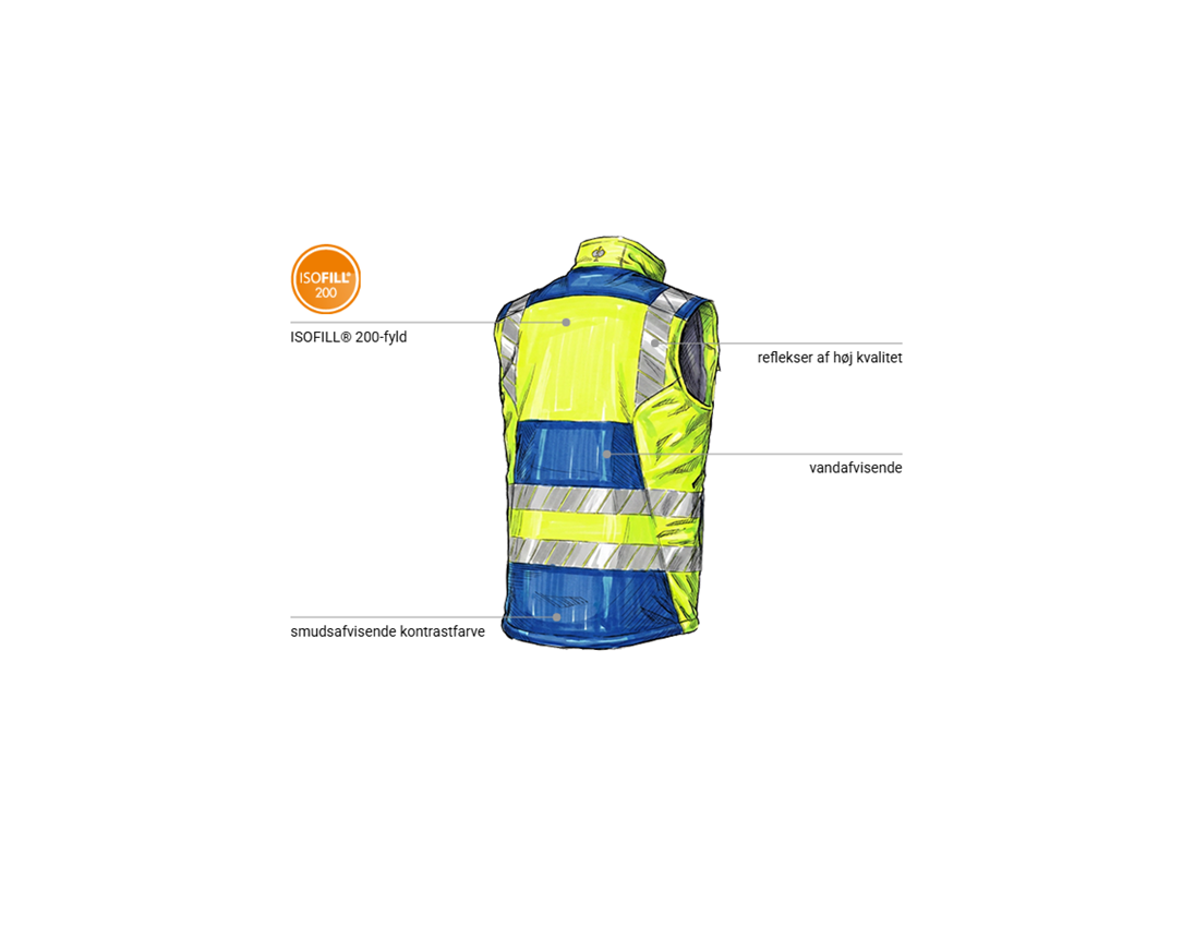 Arbejdsveste: Advarselsvinter-softshell-vest e.s.motion 24/7 + kornblå/advarselsgul 2