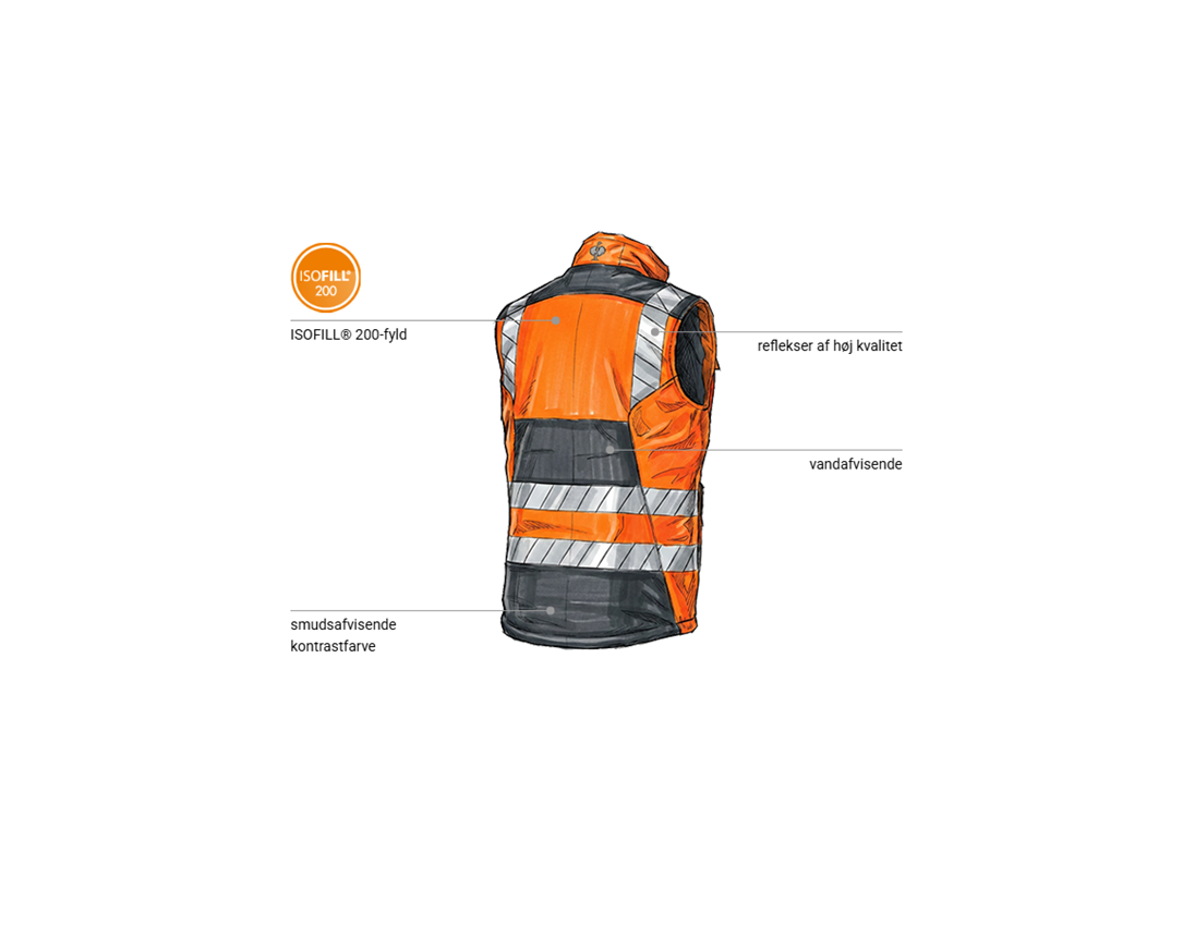 Arbejdsveste: Advarselsvinter-softshell-vest e.s.motion 24/7 + antracit/advarselsorange 2