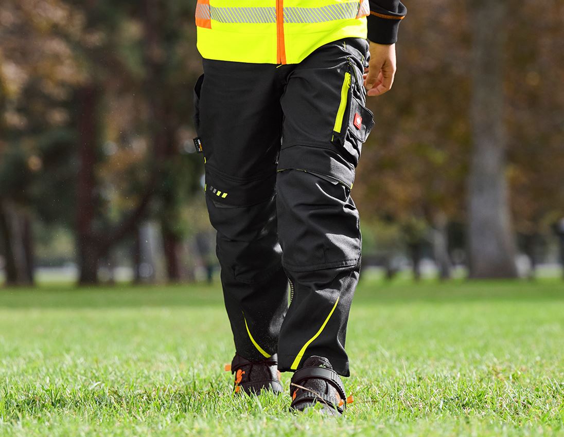 Trousers: Trousers e.s.motion 2020, children's + black/high-vis yellow/high-vis orange