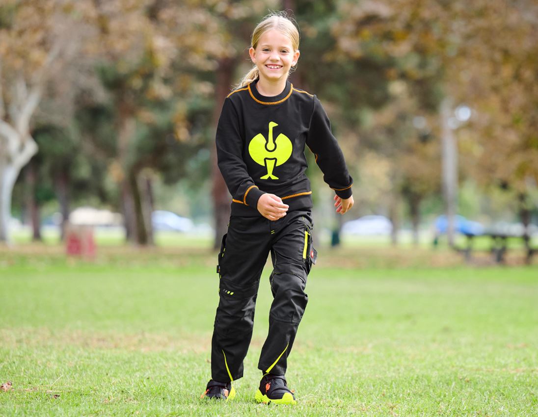 Trousers: Trousers e.s.motion 2020, children's + black/high-vis yellow/high-vis orange 2