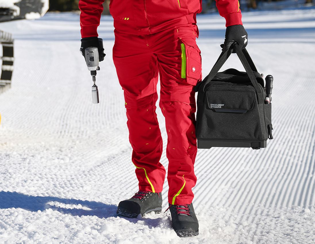 Arbejdsbukser: Bukser e.s.motion 2020 + ildrød/advarselsgul