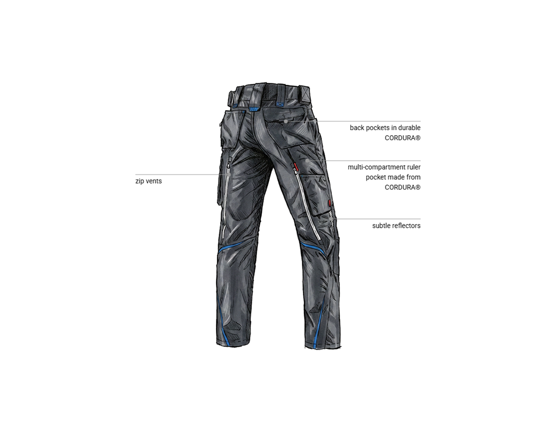 Clothing: Trousers e.s.motion 2020 + graphite/gentianblue 2