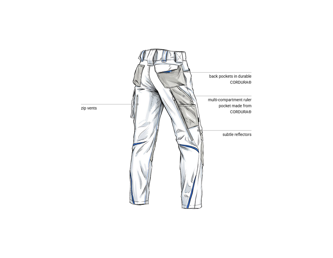 Clothing: Trousers e.s.motion 2020 + white/gentianblue 2