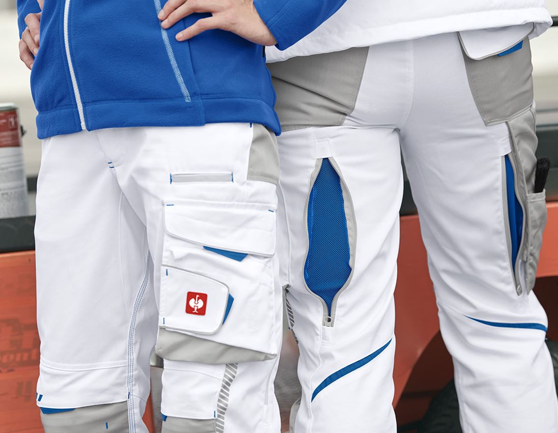 Work Trousers: Ladies' trousers e.s.motion 2020 + white/gentianblue 4
