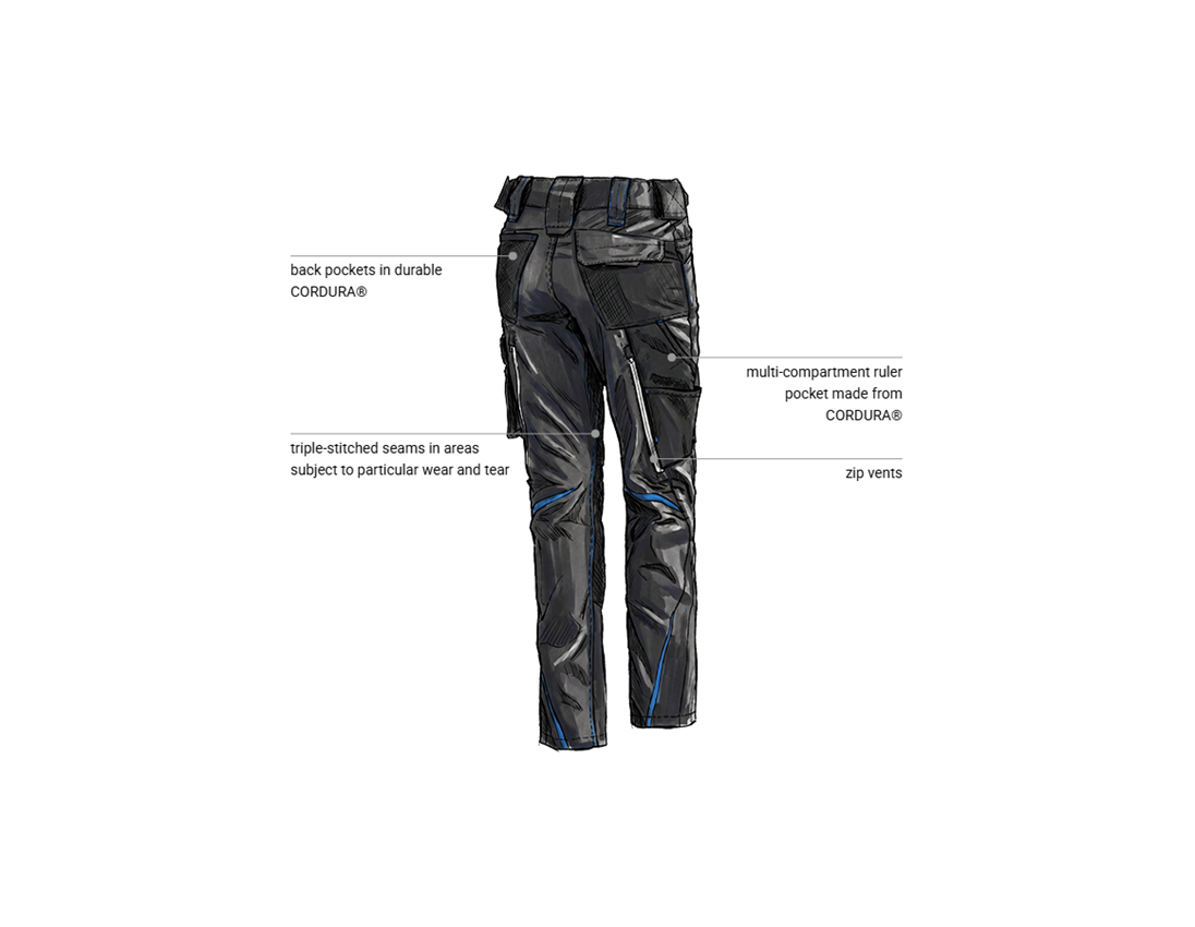 Clothing: Ladies' trousers e.s.motion 2020 + graphite/gentianblue 2