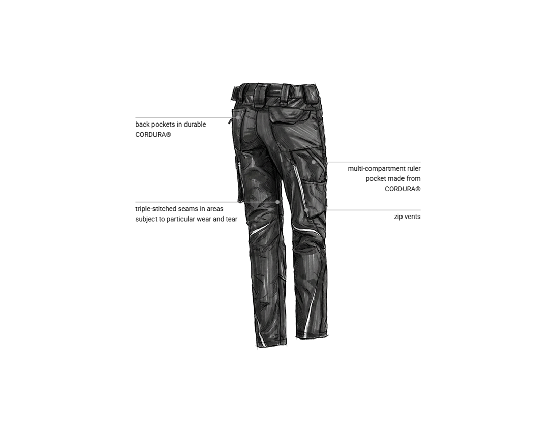 Clothing: Ladies' trousers e.s.motion 2020 + black/platinum 2