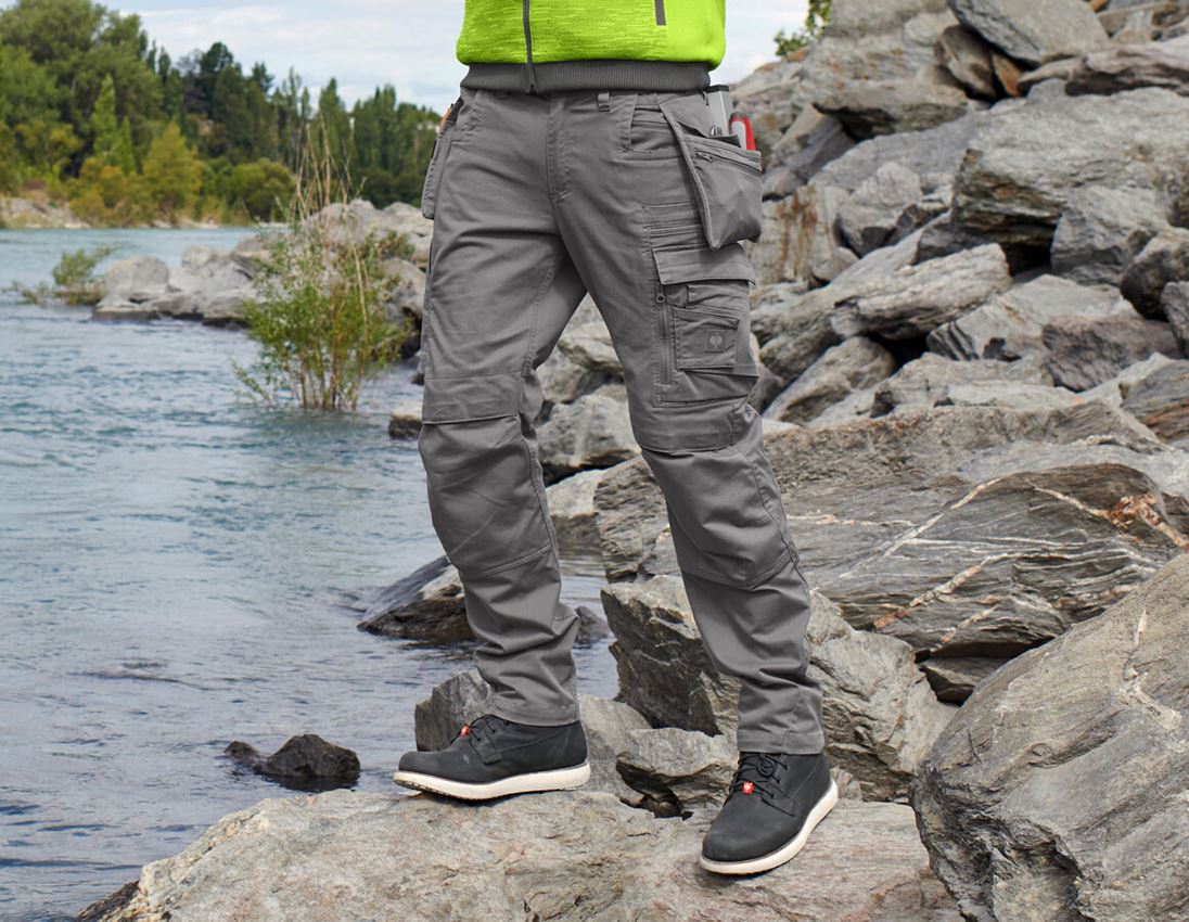 Work Trousers: Trousers e.s.motion ten tool-pouch + granite