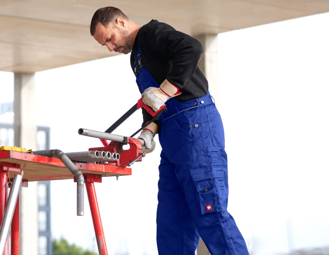Work Trousers: Bib & brace e.s.classic  + royalblue