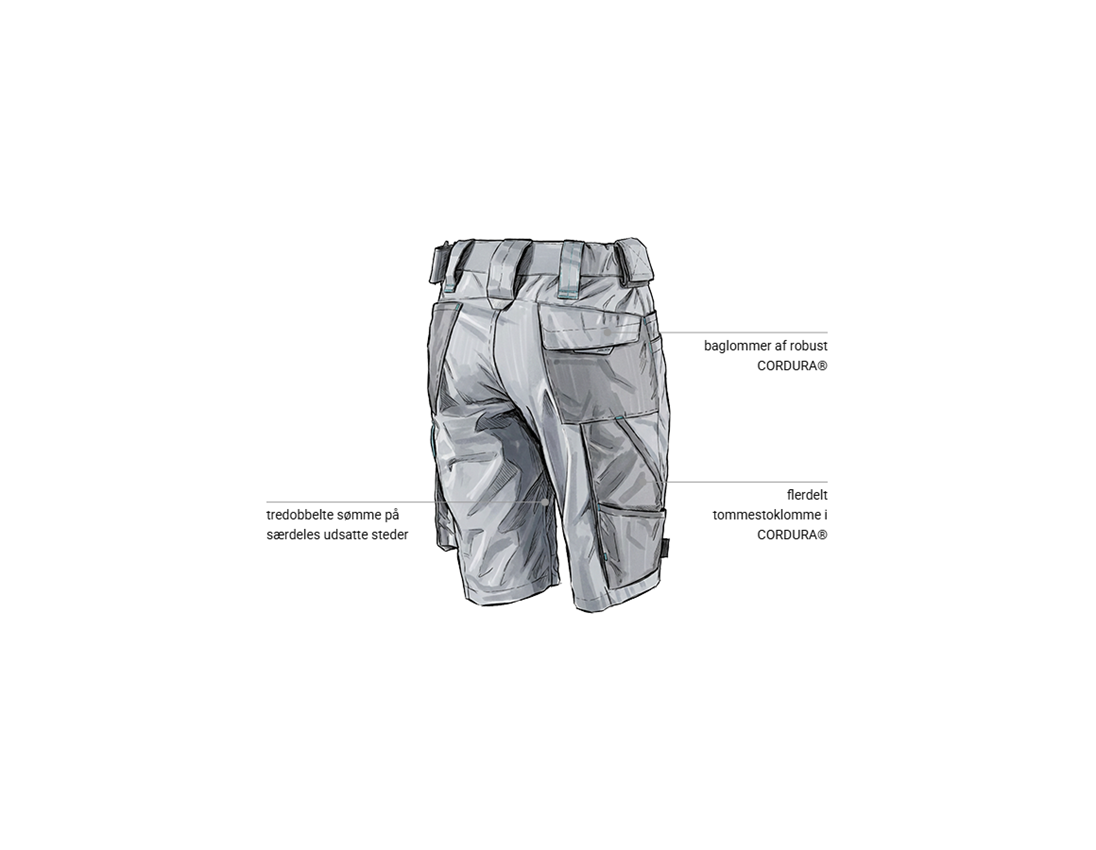Arbejdsbukser: Short e.s.motion 2020, damer + platin/capri 2