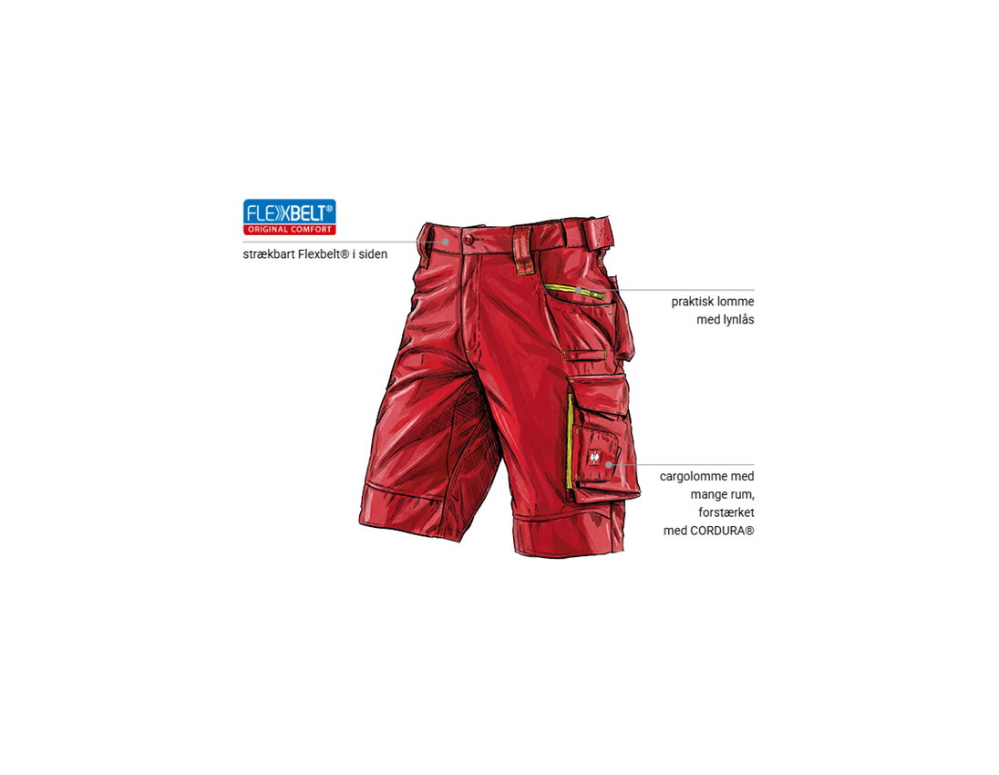 Emner: Shorts e.s.motion 2020 + ildrød/advarselsgul 1