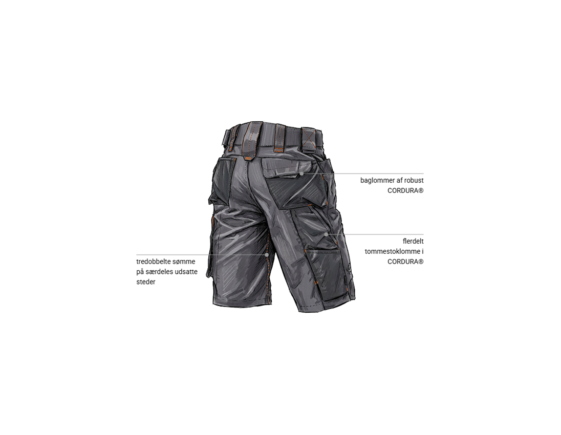 Arbejdsbukser: Shorts e.s.motion 2020 + antracit/advarselsorange 2