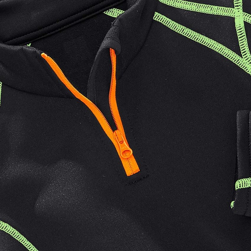 Shirts, Pullover & more: Funct.Troyer thermo stretch e.s.motion 2020 child. + black/high-vis yellow/high-vis orange 2