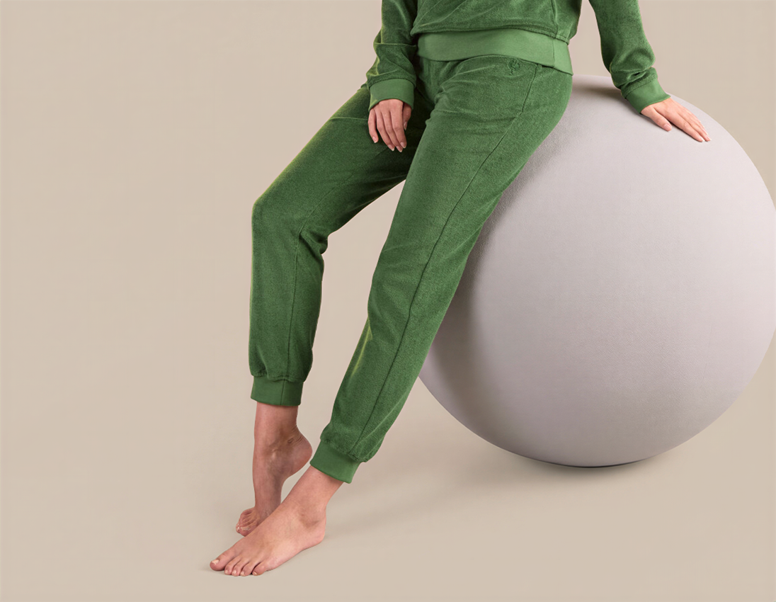 Work Trousers: e.s. Sweat trousers Terry, ladies' + nordicgreen