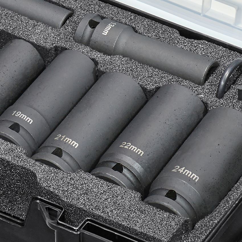 STRAUSSbox System: Socket wrench set Impact 1/2" long in STRAUSSbox 2