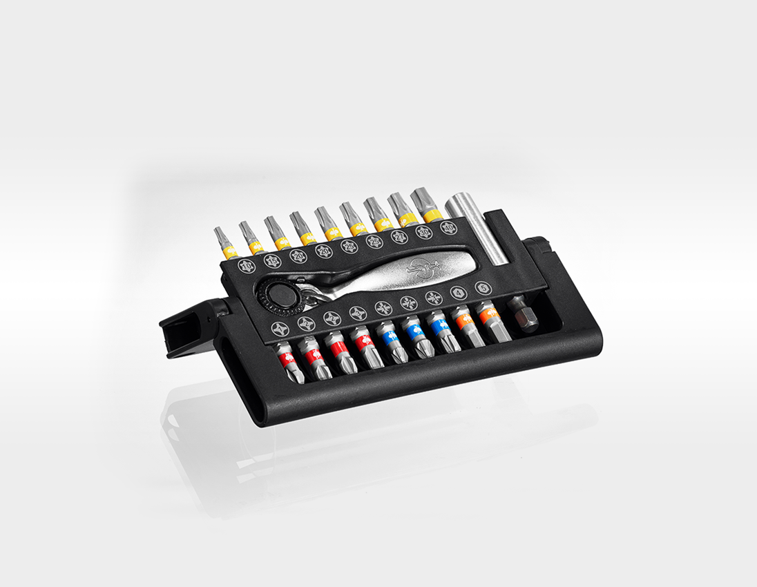 Bits: Bit box Color with ratchet, Compact 20-part 1