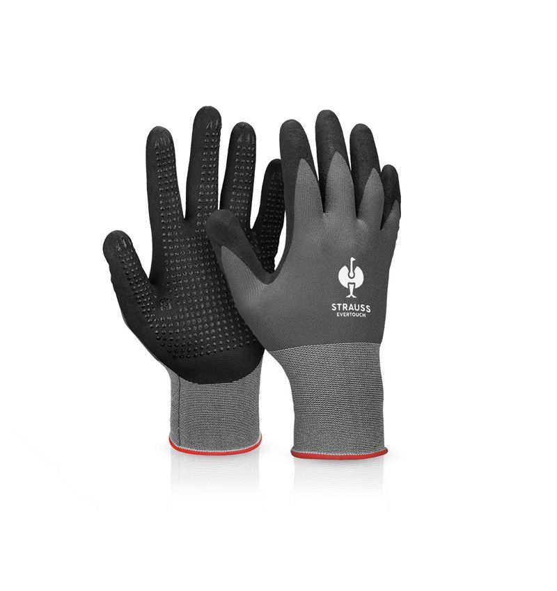 Coated: Nitrile foam gloves evertouch micro plus + black/grey