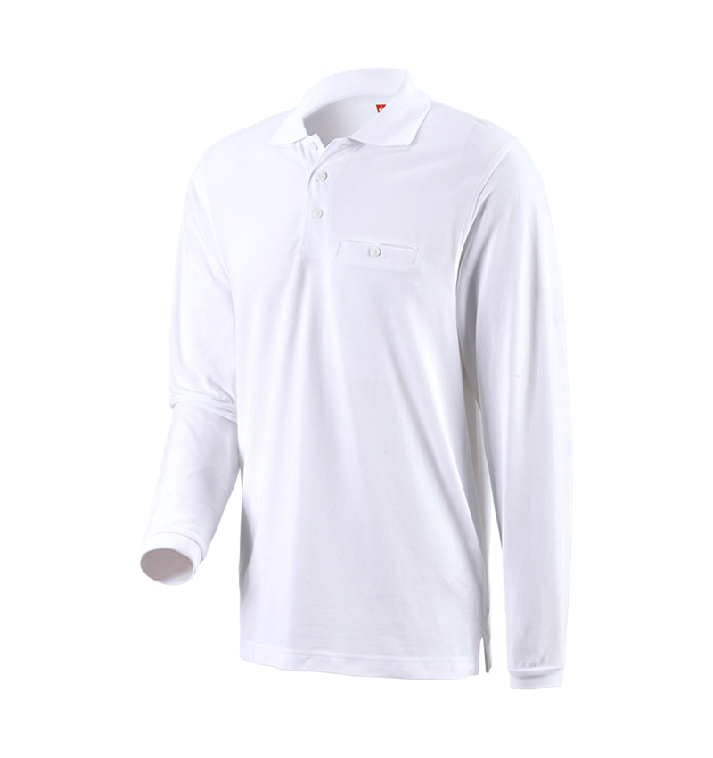 Emner: e.s. Longsleeve-Polo cotton Pocket + hvid 1