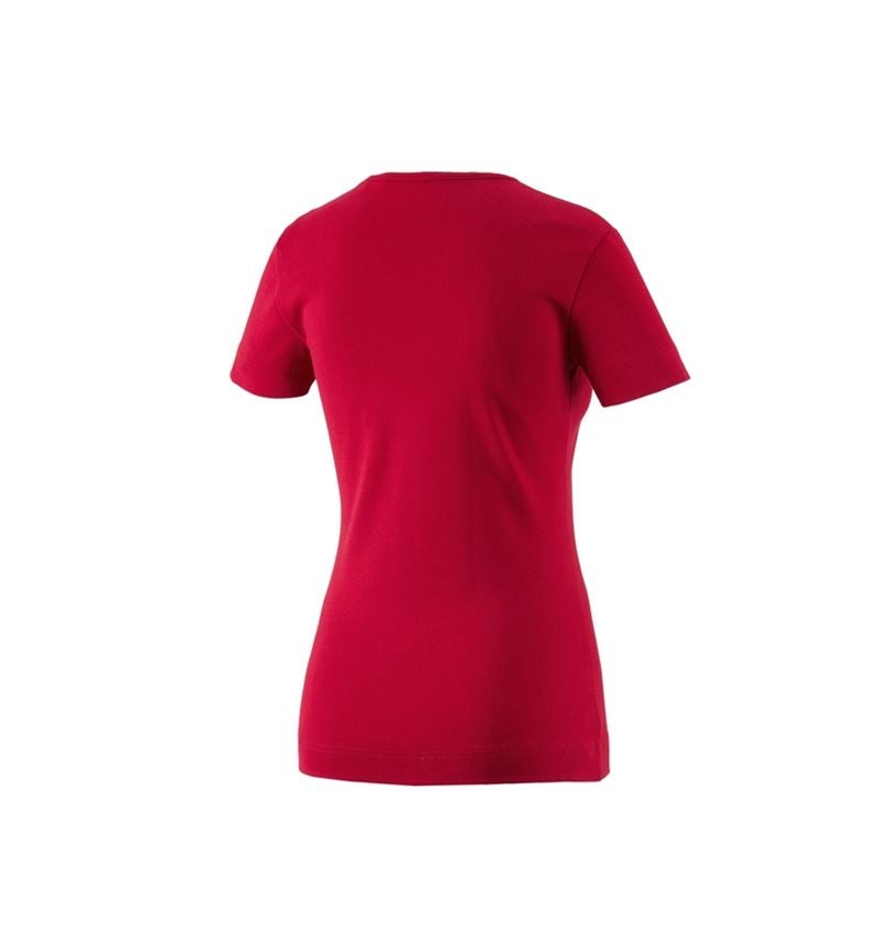 T-Shirts, Pullover & Skjorter: e.s. T-Shirt cotton V-Neck, damer + rød 1