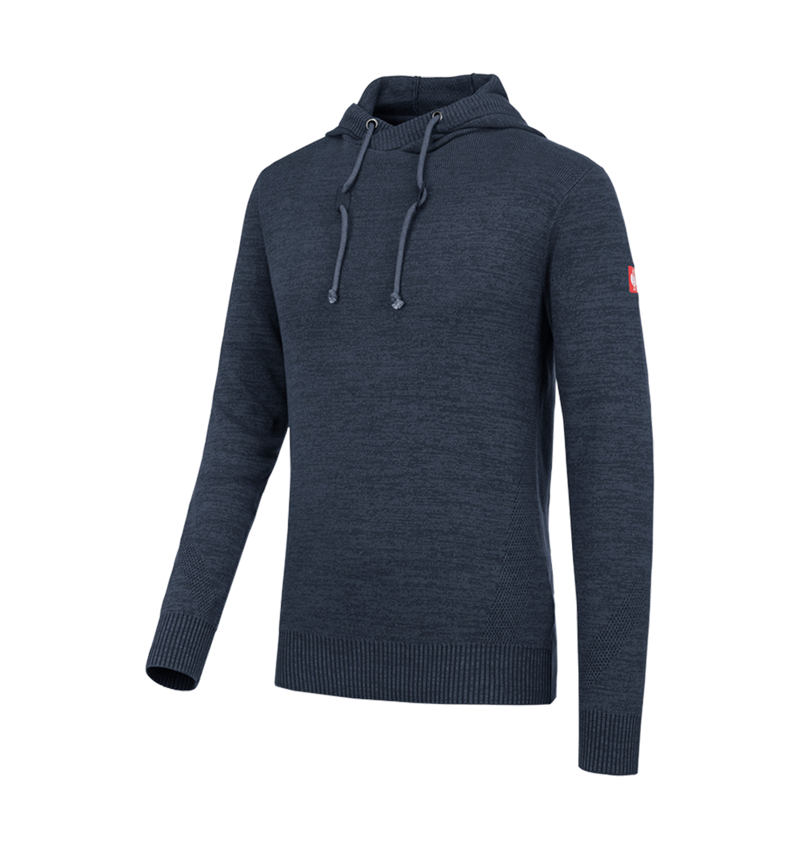 Shirts, Pullover & more: e.s. Knitted hoody + midnightblue melange 2